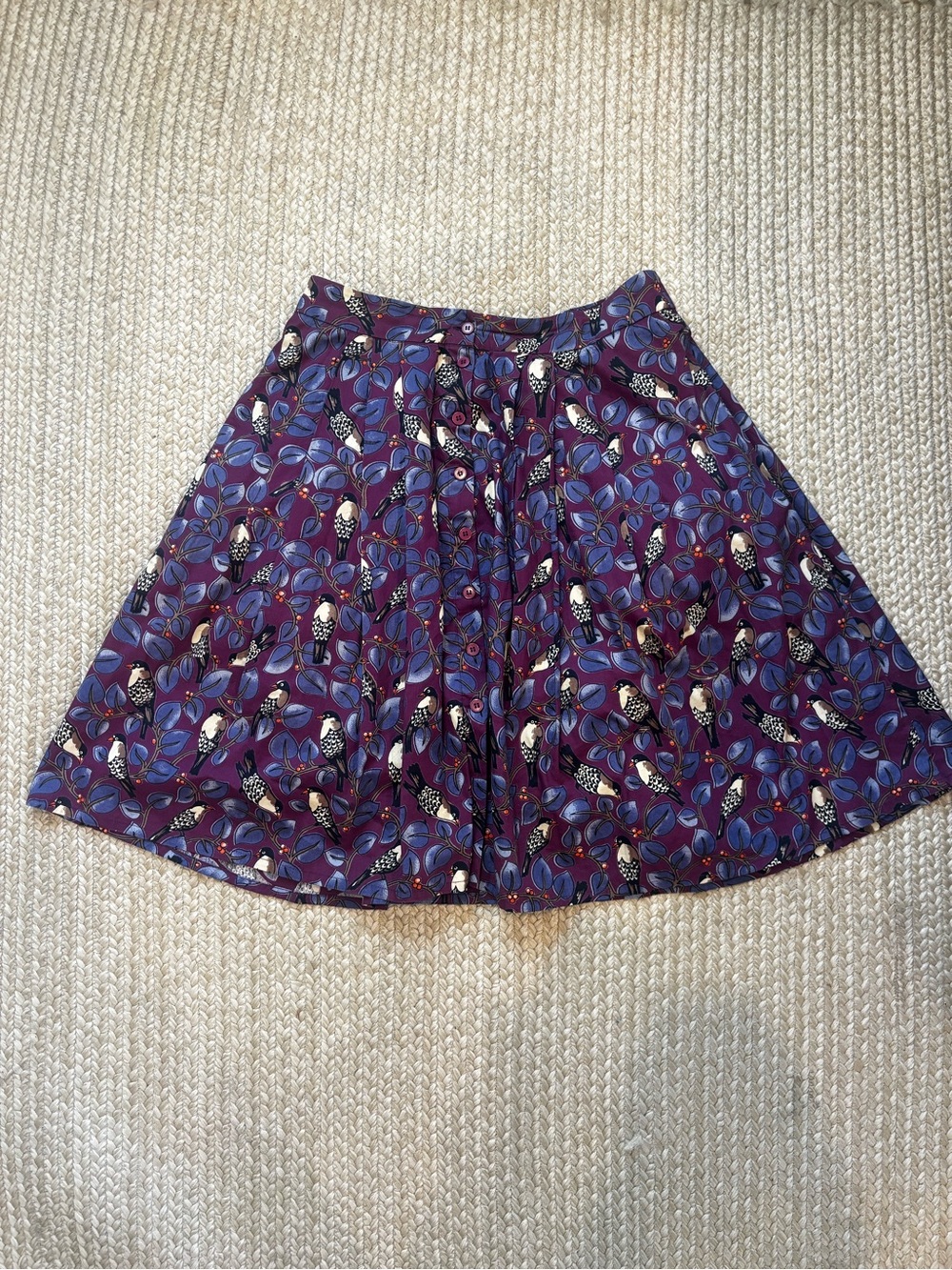 Emily and Fin Size Medium 100% Cotton Purple Retro Skater A-Line Skirt